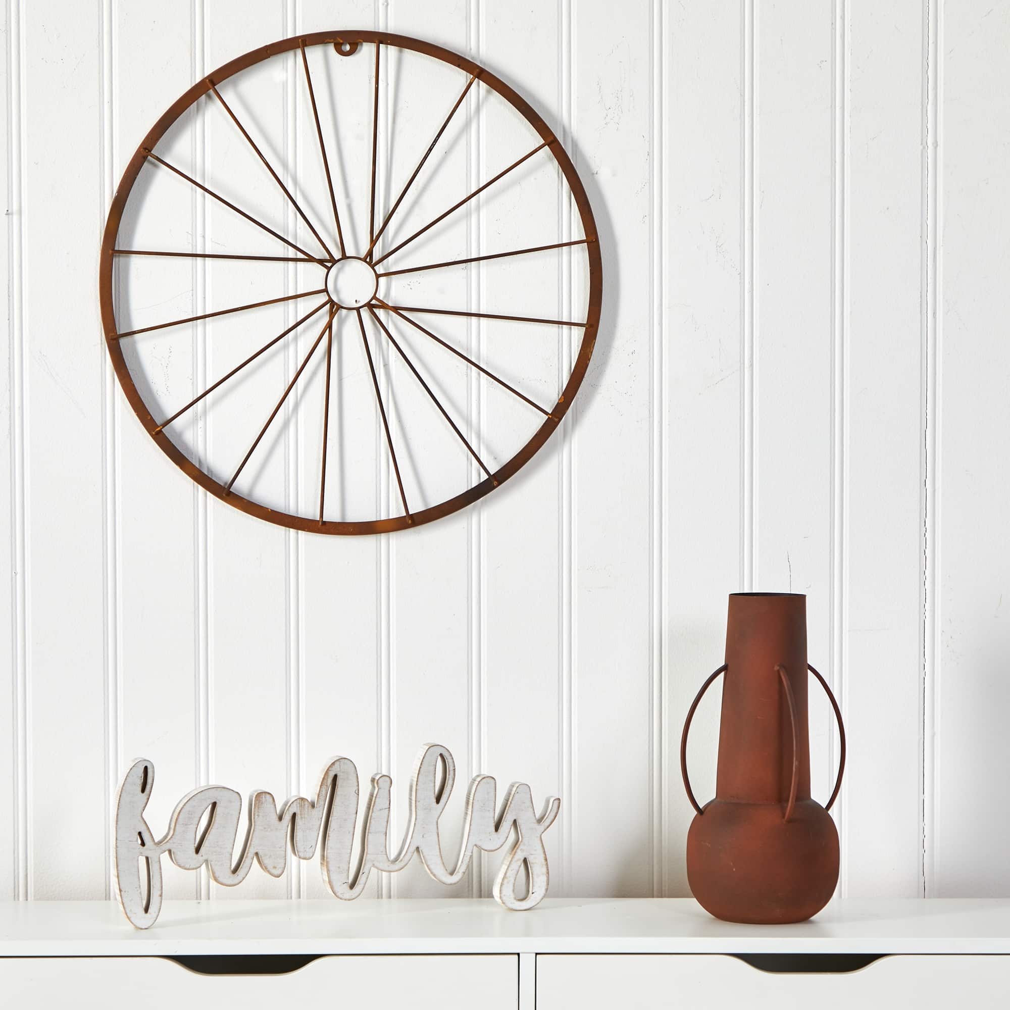 22" Rustic Metal Vintage Bicycle Wheel Wall Art Decor Bed Bath & Beyond 36832029
